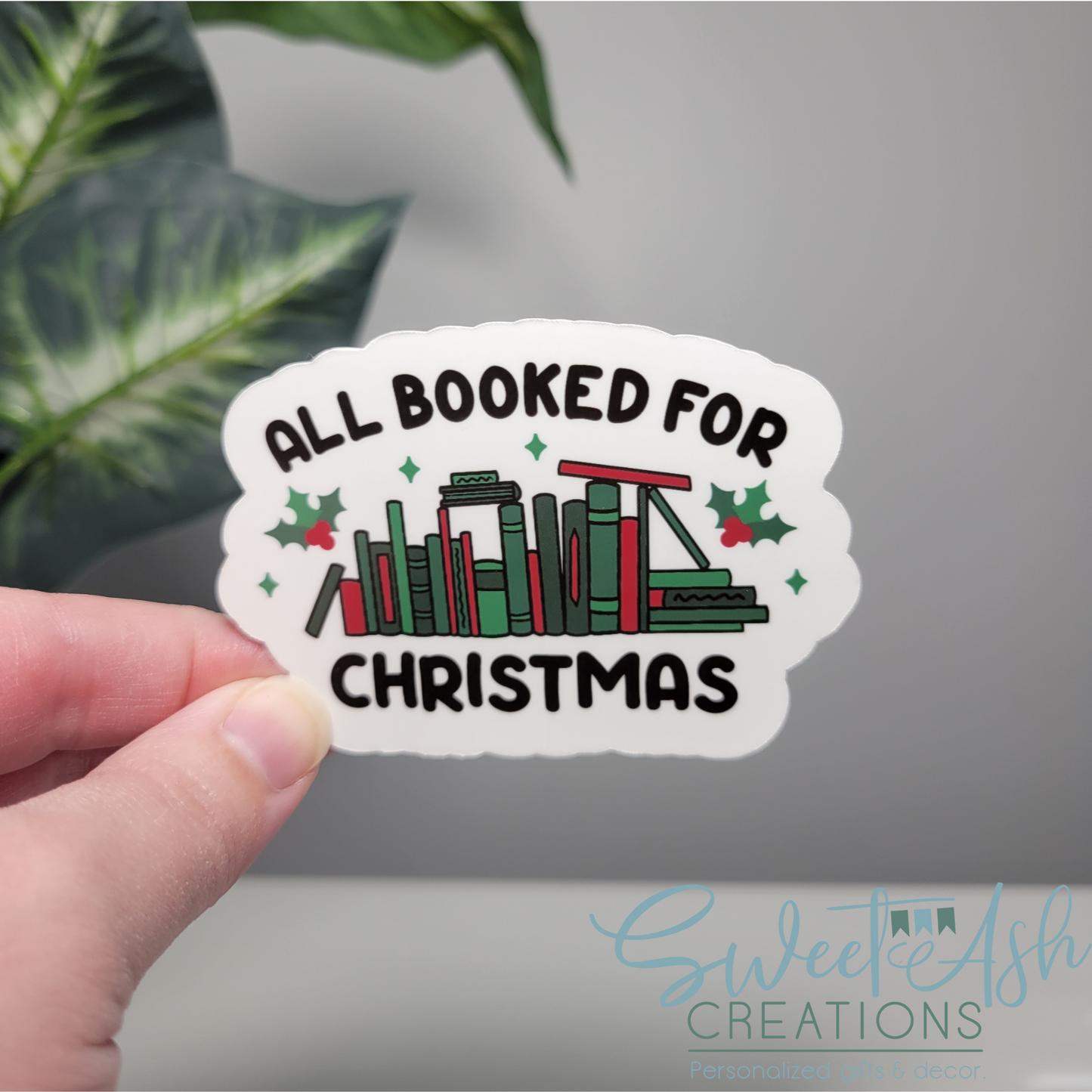 All Booked for Christmas Sticker