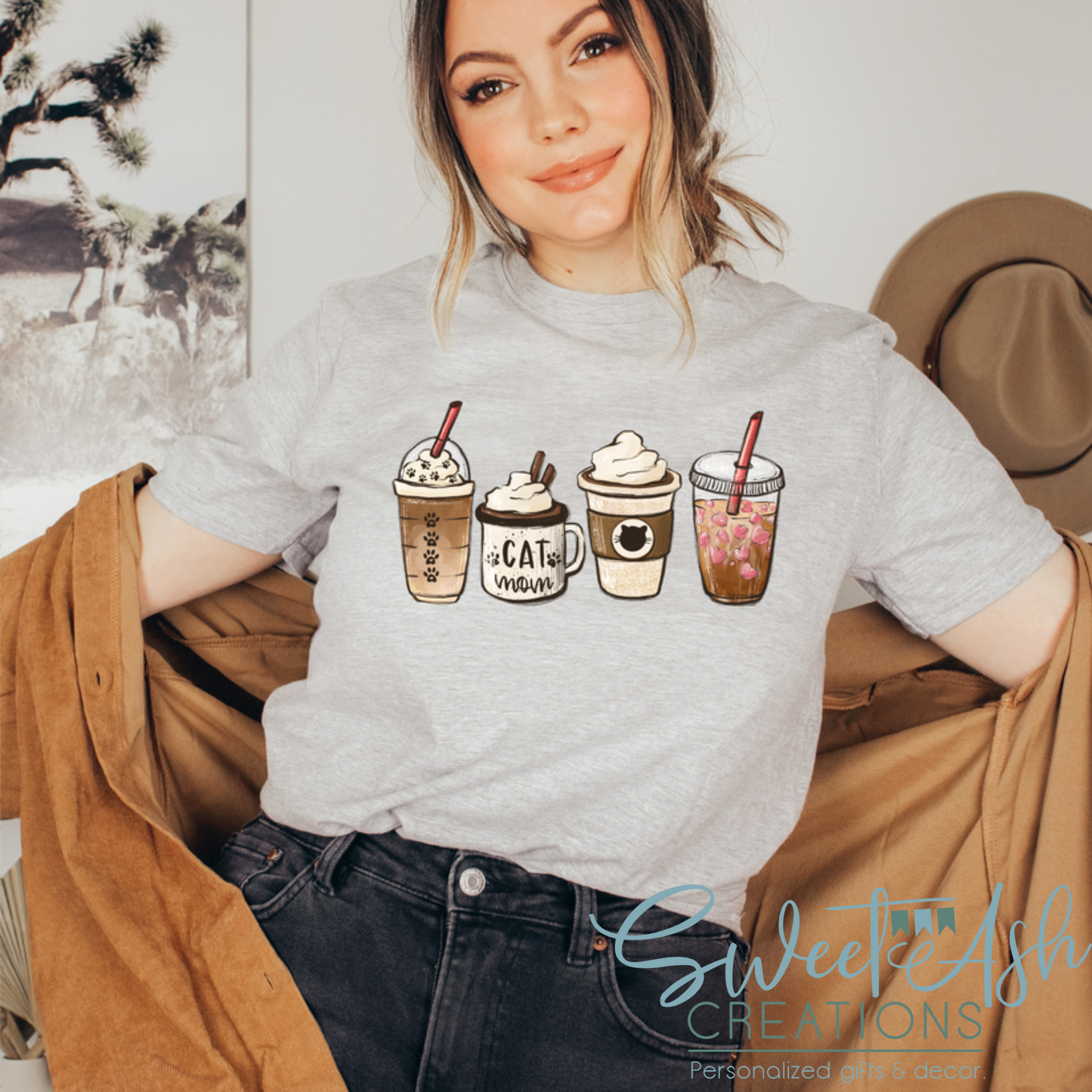 Cat Mom Coffees Crewneck Sweatshirt