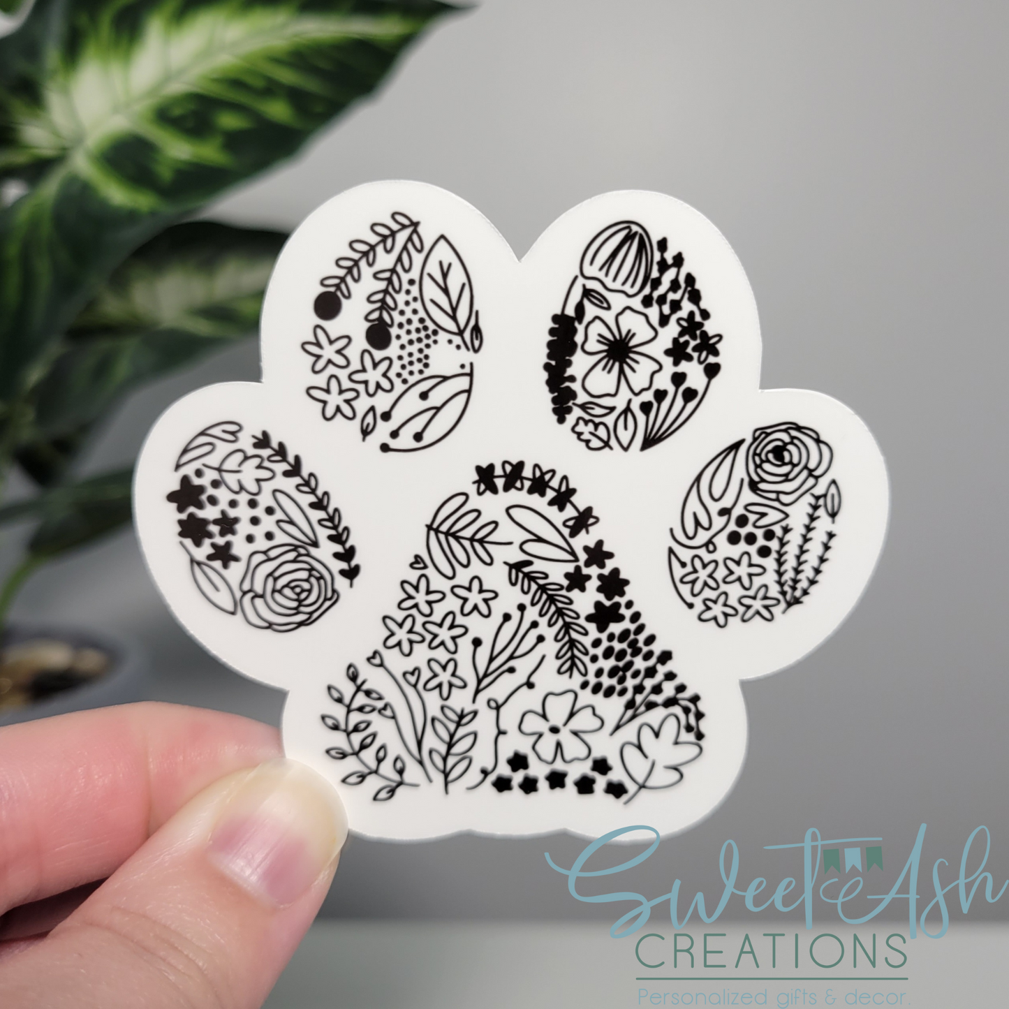 Floral Paw Print Sticker