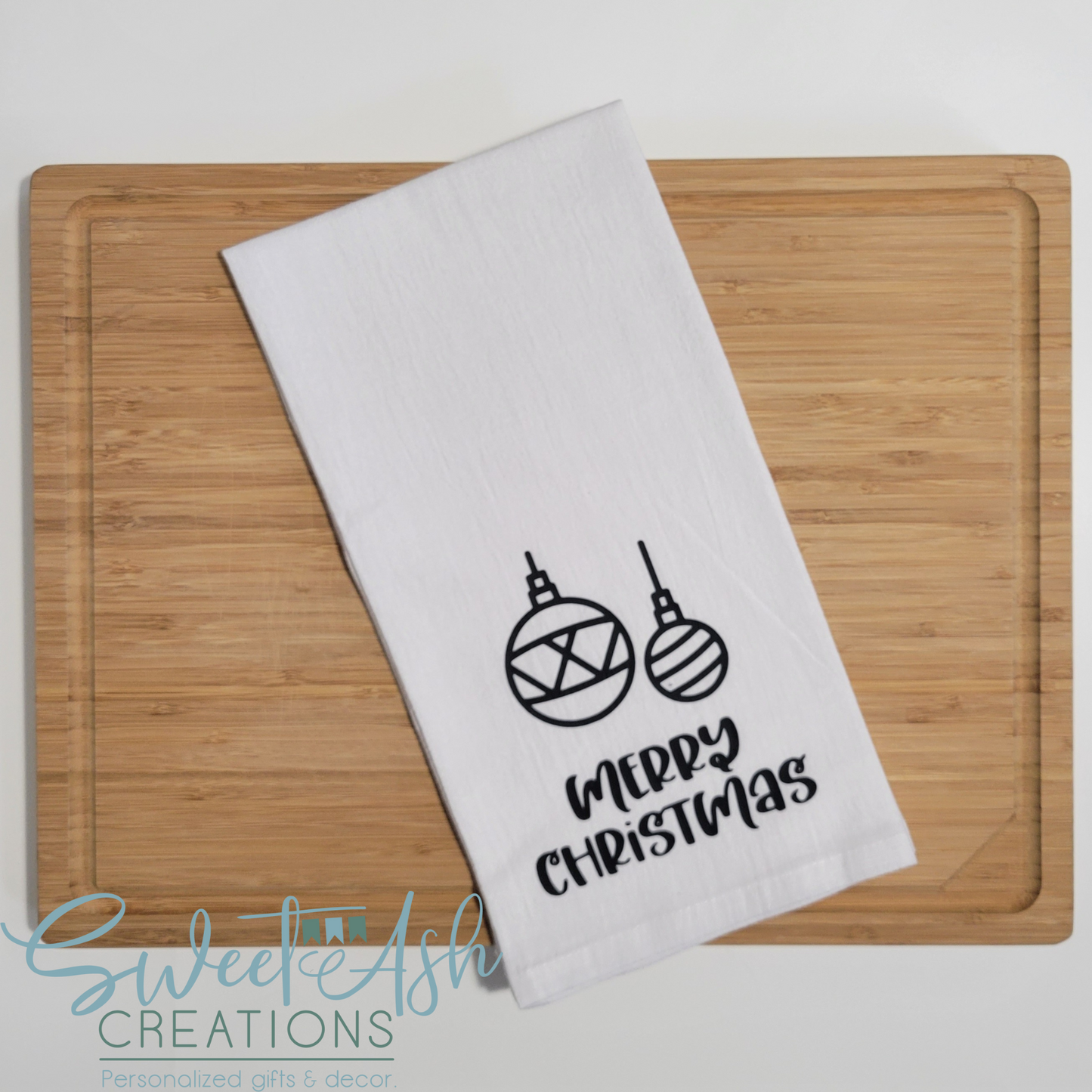 Merry Christmas Ornaments Tea Towel
