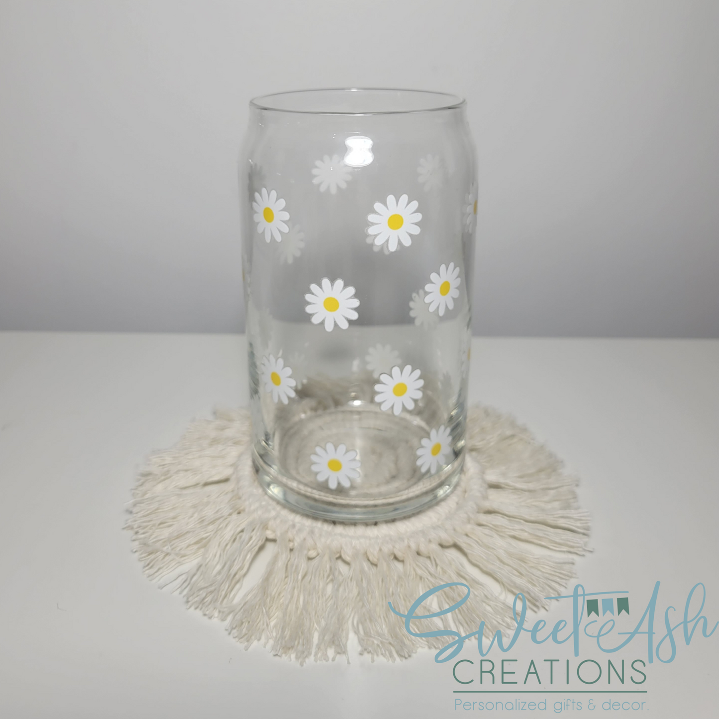 16oz Mini Daisies Glass Cup