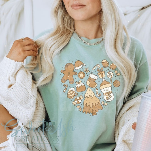Boho Christmas Heart Crewneck Sweatshirt