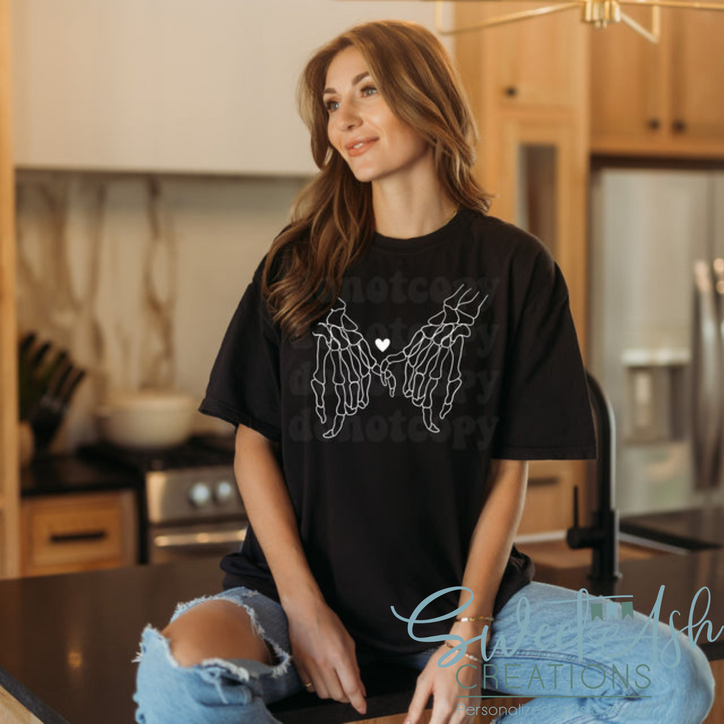 Skelly Hands with Heart T-Shirt