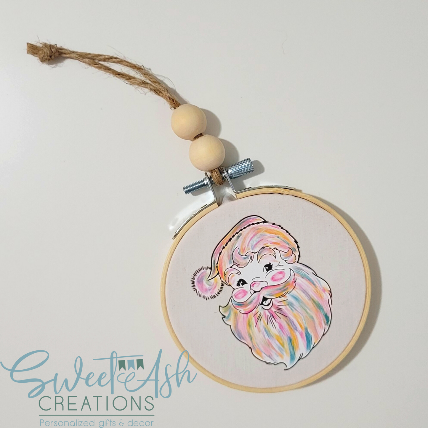 Watercolor Santa Ornament