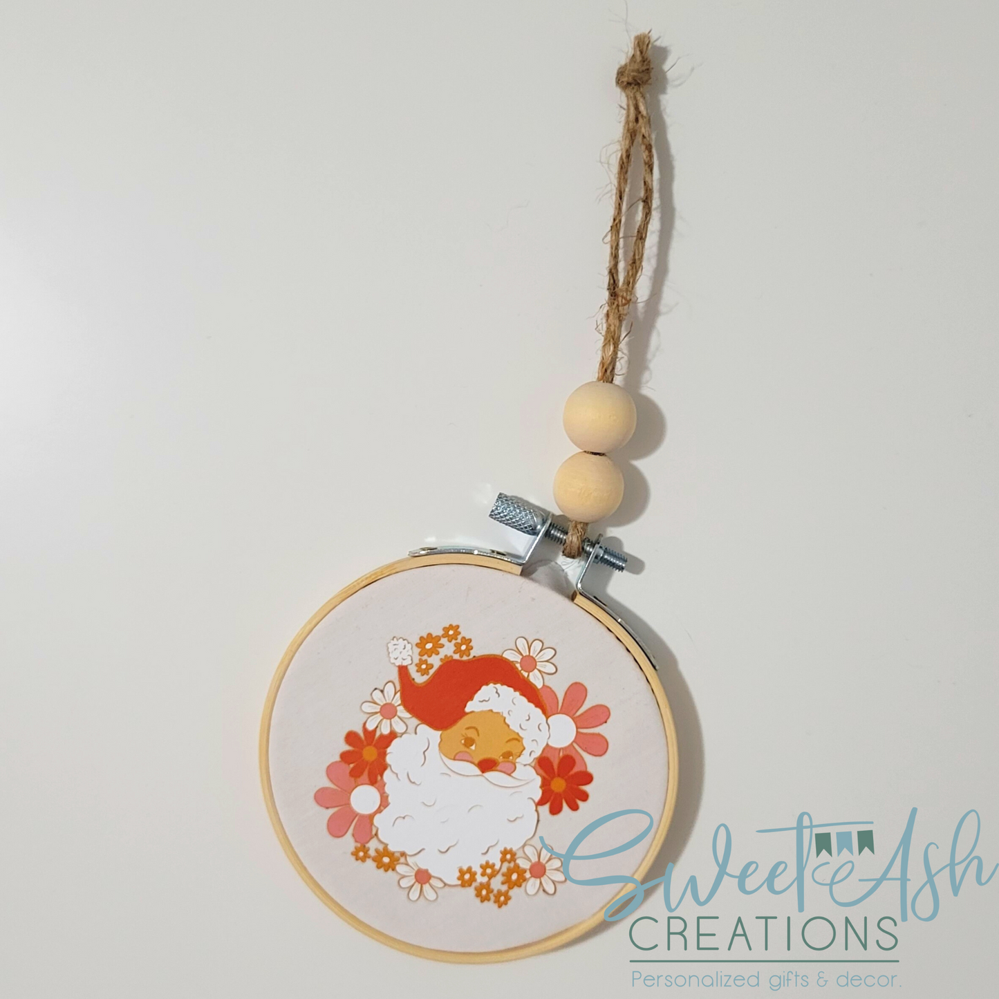Floral Santa Ornament