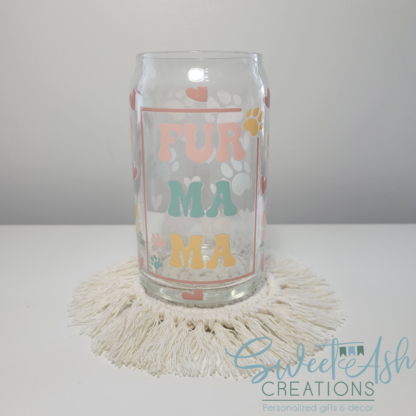 16oz Fur Mama Glass Cup
