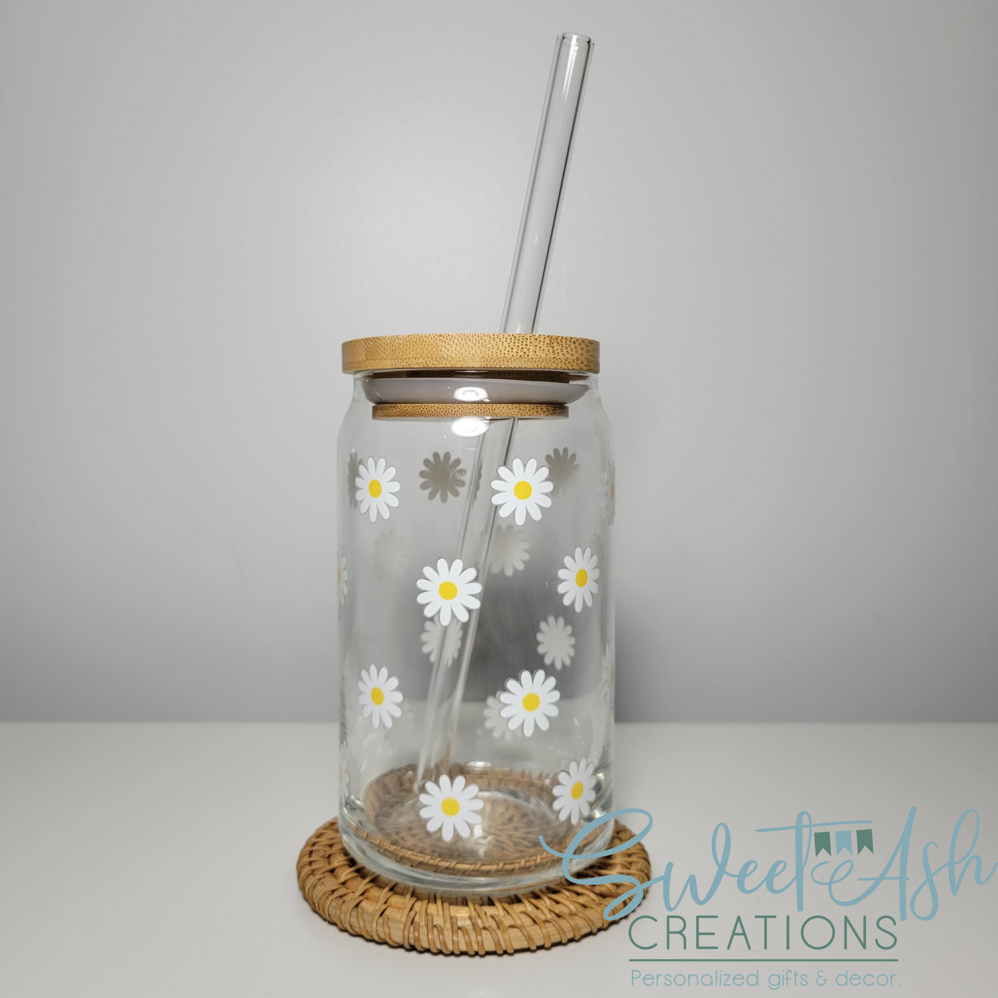 16oz Mini Daisies Glass Cup