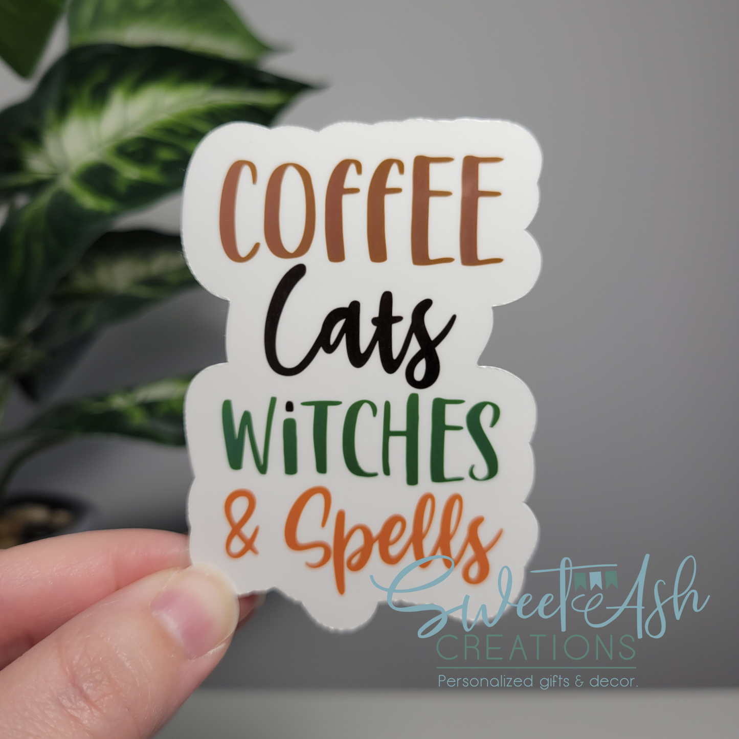 Coffee Cats Witches and Spells Sticker